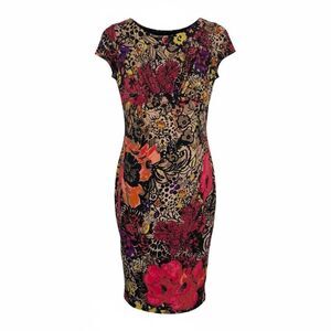 Jones New York Vibrant Print Slim Fit Stretch Sheath Dress Multicolor Size 4